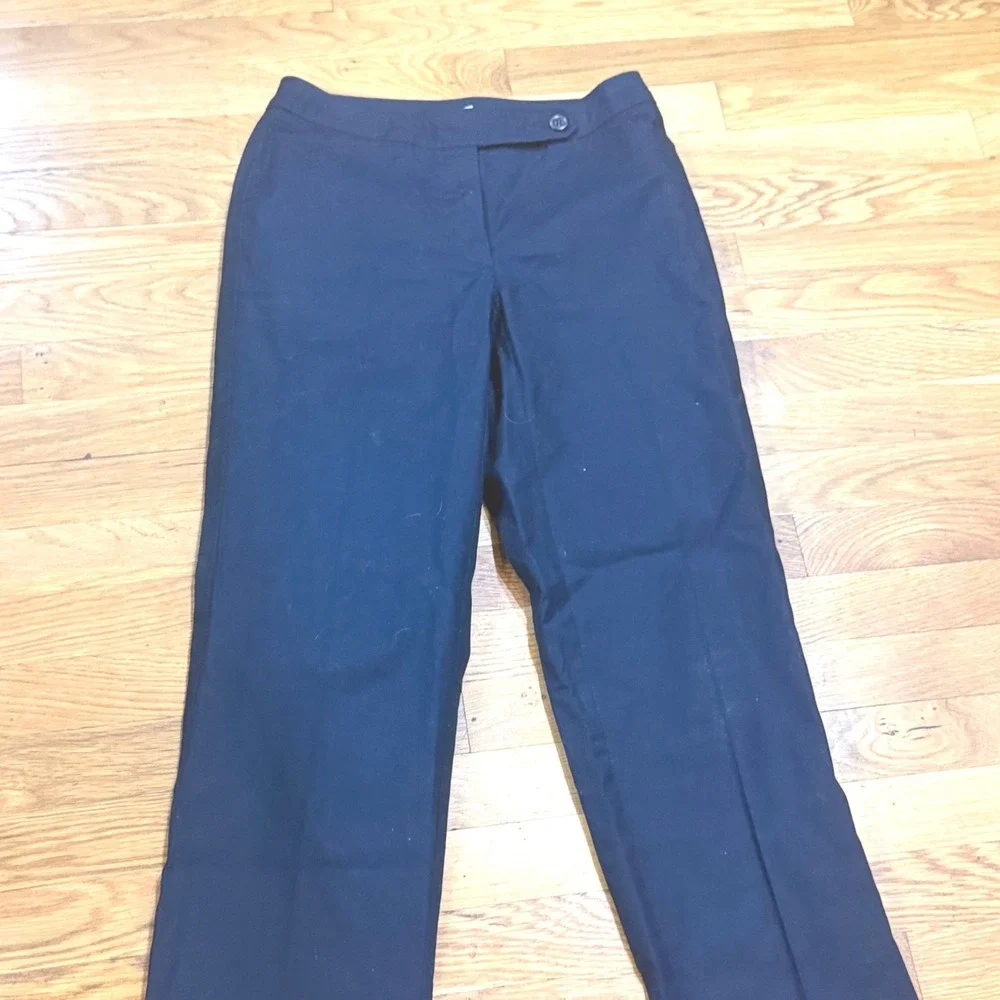 Liz Claiborne Lizsport Petite Audra Navy Blue Straight Leg Pants‎ 6P Side Zip